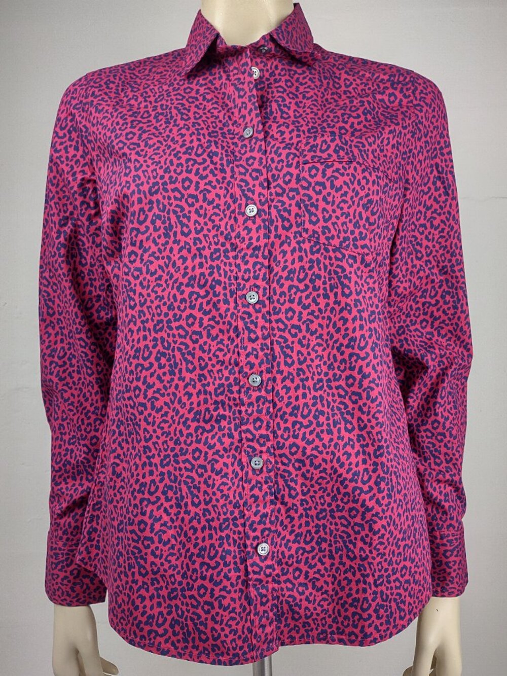 NWT J. Crew pink blue animal print long sleeve button front shirt ladies Small